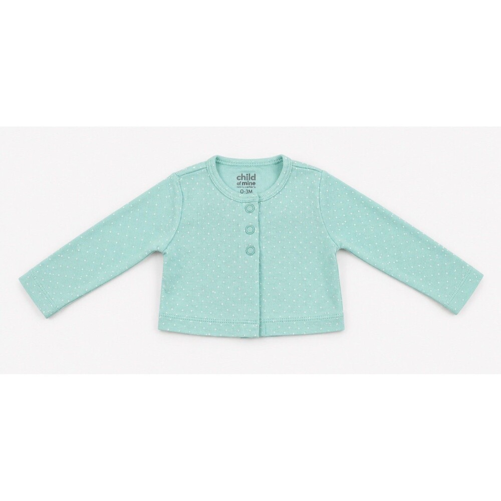Child of Mine by Carter’s Mint Green Polka Dot Cardigan Sweater | 0-3M Baby Girl